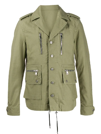 Shop Balmain Military Jacket In Green
