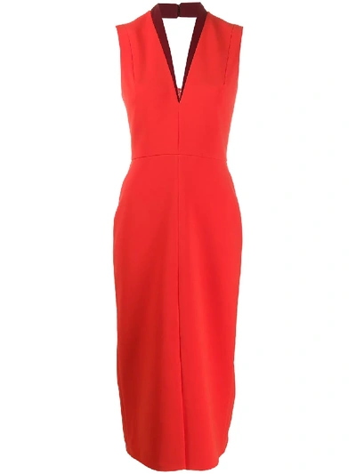 Shop Victoria Beckham Tux Fitted Dress In Red