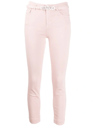 Shop Pinko Logo-buckle Skinny Jeans In Pink