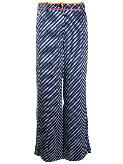 Shop Tory Burch Wide Leg Bias Stripe Trousers In Blue