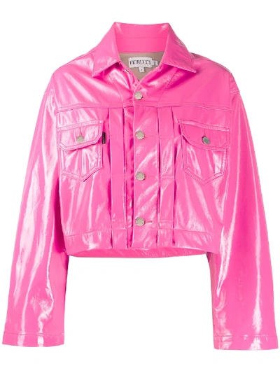 Shop Fiorucci Berty Cropped Jacket In Pink