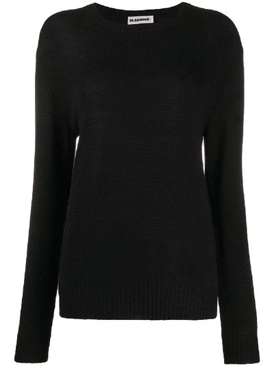 Shop Jil Sander Slouchy Round Neck Jumper In Black