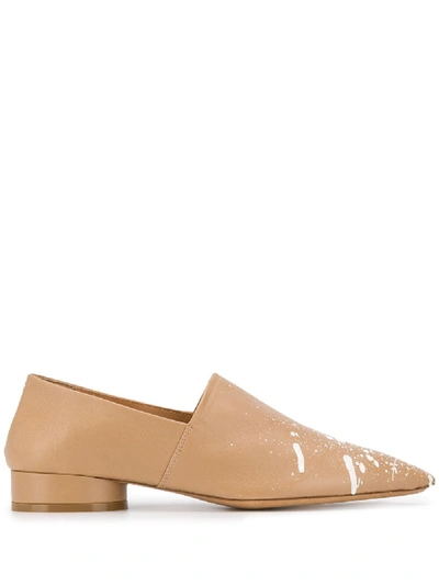Shop Maison Margiela Paint Pointed-toe Loafers In Neutrals