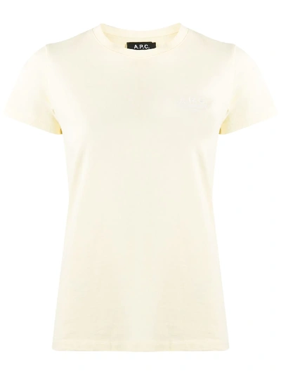 Shop Apc Embroidered Logo T-shirt In Yellow
