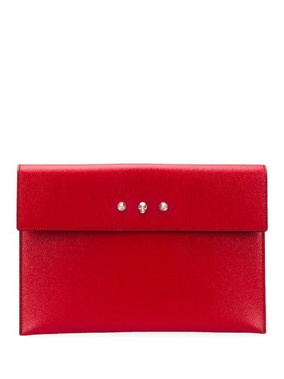 Shop Alexander Mcqueen Foldover Envelope Clutch Bag In Red