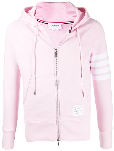 Thom Browne 4-bar Loopback Zip-up Hoodie In Pink