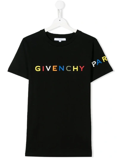 Shop Givenchy Teen Logo Print T-shirt In Black
