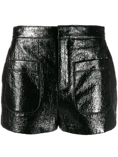 Shop Saint Laurent Shiny Shorts In Black