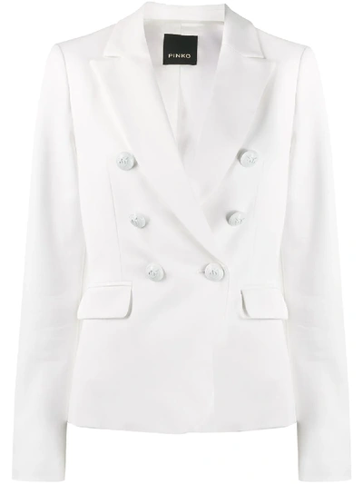 Shop Pinko Fitted Double Buttoned Blazer In White