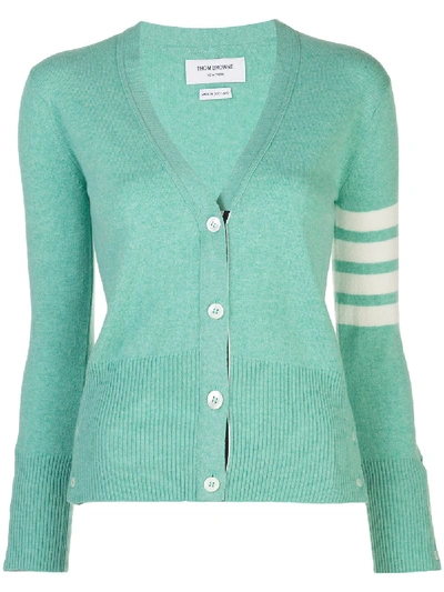 Shop Thom Browne Cashmere 4-bar Buttoned Cardigan In Green