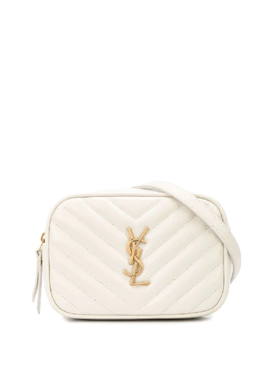 Shop Saint Laurent Lou Quilted Belt Bag In White