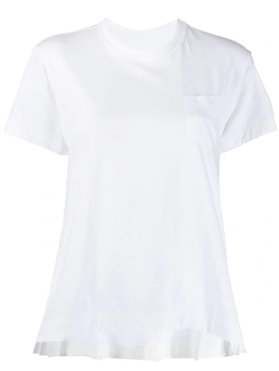 Shop Sacai Pleated Sides T-shirt In White