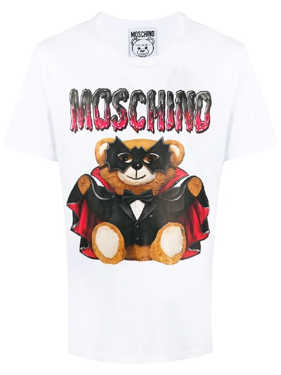 Shop Moschino Dracula Bear T-shirt In White