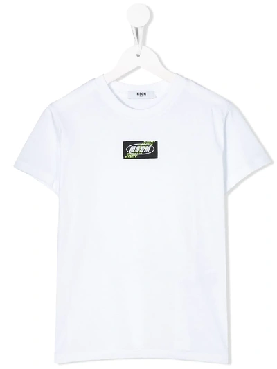 Shop Msgm Logo Patch Crew Neck T-shirt In White