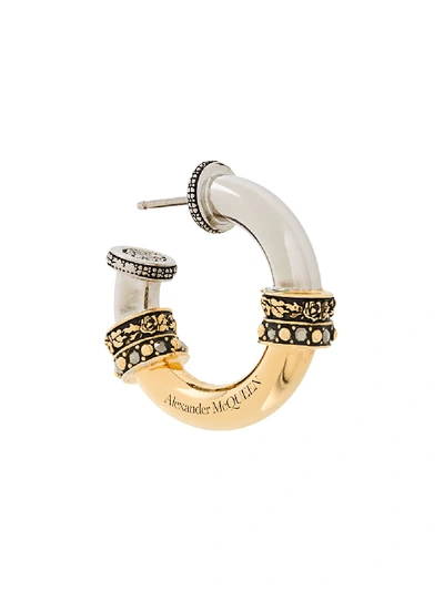 Shop Alexander Mcqueen Crystal-embellished Hoop Earrings In Gold