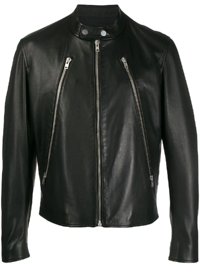 Shop Maison Margiela Zipped Details Biker Jacket In Black