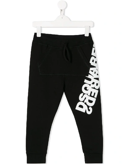 Shop Dsquared2 Mirrored Logo Print Track Pants In Black