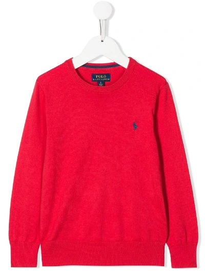 Shop Ralph Lauren Logo Embroidered Jumper In Red