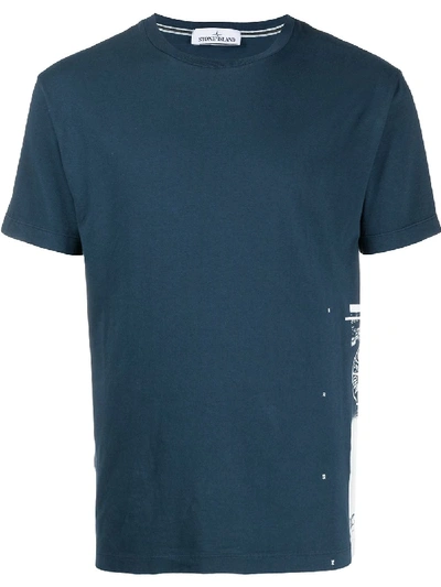 Shop Stone Island Logo-print T-shirt In Blue