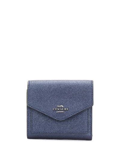 Shop Coach Small Grained-effect Wallet In Blue