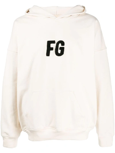 Shop Fear Of God Everyday Raised-logo Cotton Hoodie In Neutrals