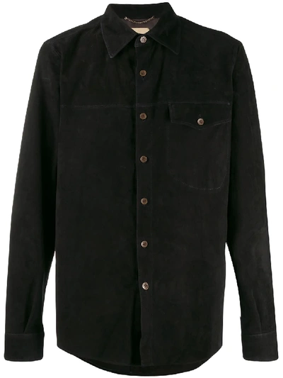 Shop Ajmone Long Sleeve Button Down Shirt In Black