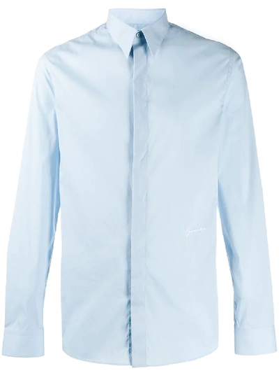 Shop Givenchy Pointed Collar Shirt In Blue