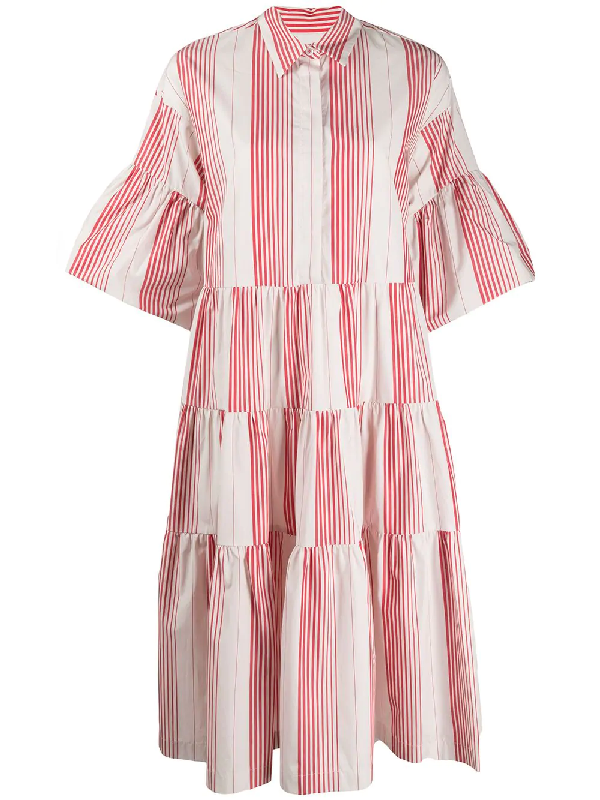 white tiered shirt dress