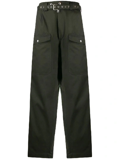 Shop Marni Wide Leg Army Trousers In Green