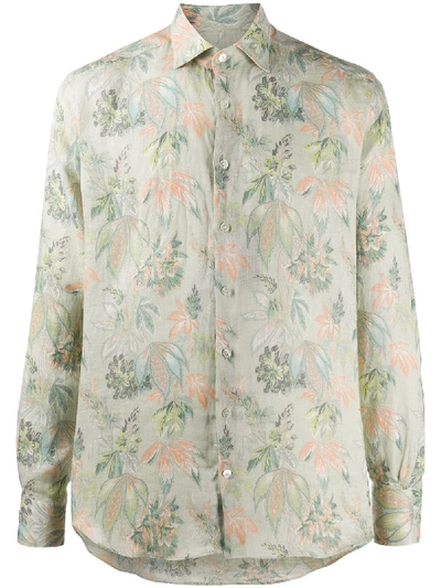 Shop Etro Floral Print Shirt In Green