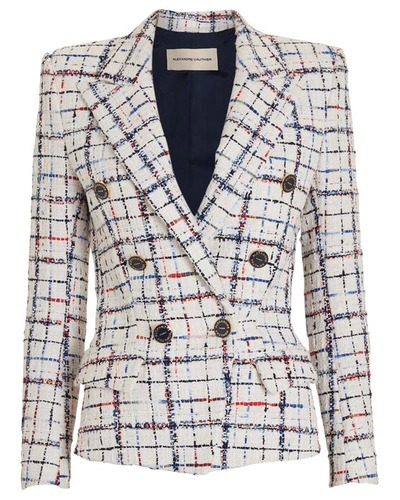Shop Alexandre Vauthier Rainbow Tweed Checked Blazer In White/check