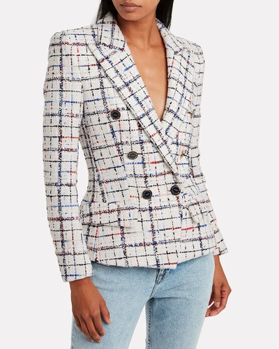 Shop Alexandre Vauthier Rainbow Tweed Checked Blazer In White/check