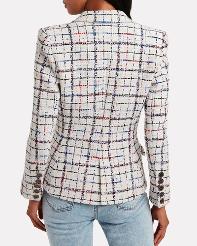 Shop Alexandre Vauthier Rainbow Tweed Checked Blazer In White/check