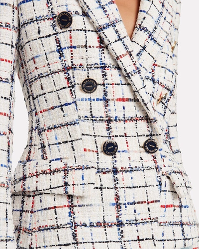 Shop Alexandre Vauthier Rainbow Tweed Checked Blazer In White/check