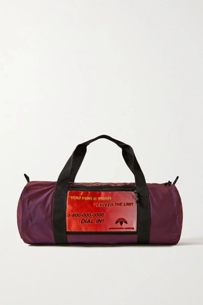 Shop Adidas Originals By Alexander Wang Grosgrain-trimmed Appliquéd Shell Weekend Bag In Dark Purple