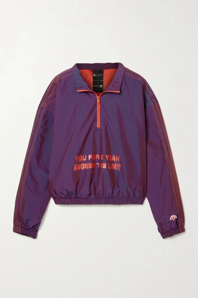 Shop Adidas Originals By Alexander Wang Oversized Embroidered Printed Shell Track Jacket In Dark Purple