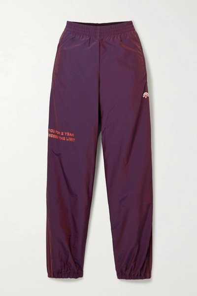 Shop Adidas Originals By Alexander Wang Embroidered Printed Shell Track Pants In Dark Purple