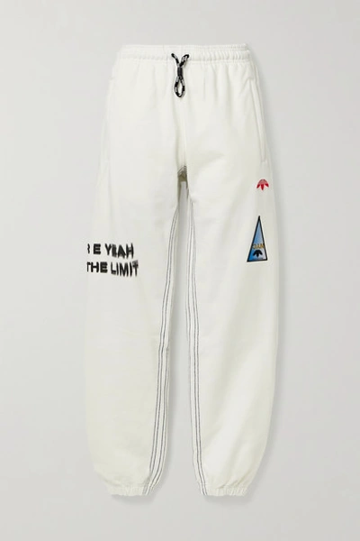 Shop Adidas Originals By Alexander Wang Appliquéd Printed Cotton-jersey Track Pants In White