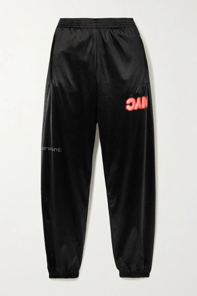 Shop Adidas Originals By Alexander Wang Printed Satin-jersey Track Pants In Black