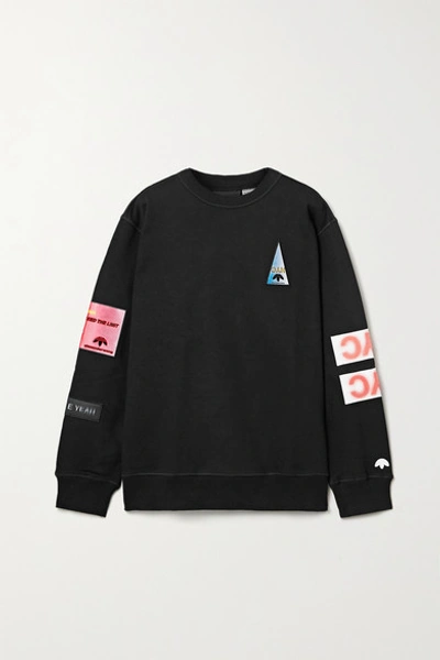 Shop Adidas Originals By Alexander Wang Flex2club Oversized Appliquéd Cotton-jersey Sweatshirt In Black