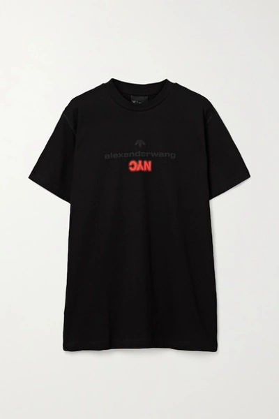 Shop Adidas Originals By Alexander Wang Oversized Printed Cotton-jersey T-shirt In Black