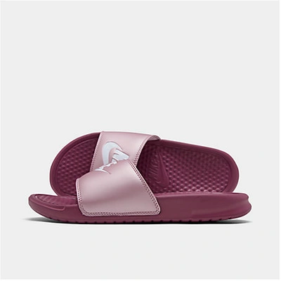 Shop Nike Women's Benassi Jdi Swoosh Slide Sandals In Pink/purple