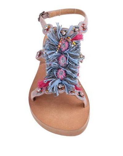 Shop Coral Blue Sandals In Pale Pink
