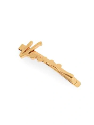 Shop Versace Women's Signature Goldtone Bobby Pin In Yellow Goldtone