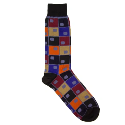 Shop 40 Colori Charcoal 70's Squares Organic Cotton Socks In Grey