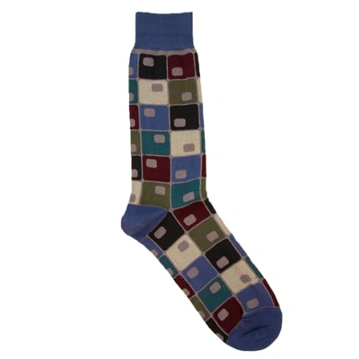 Shop 40 Colori Blue 70's Squares Organic Cotton Socks