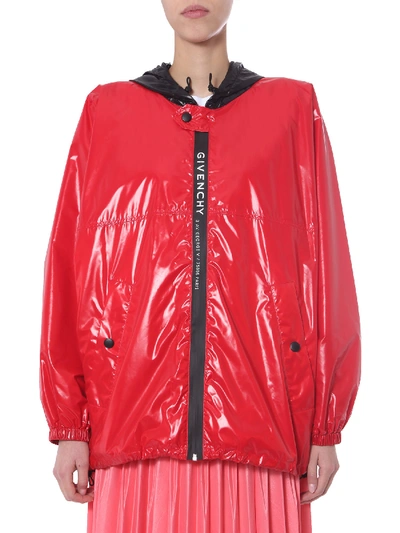 Shop Givenchy Hooded Wind Jacket In Rosso