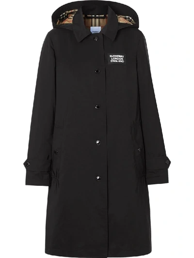 Shop Burberry Detachable Hood Car Coat In Black