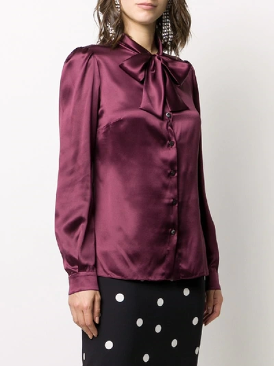 Shop Dolce & Gabbana Satin Tied Blouse In Purple