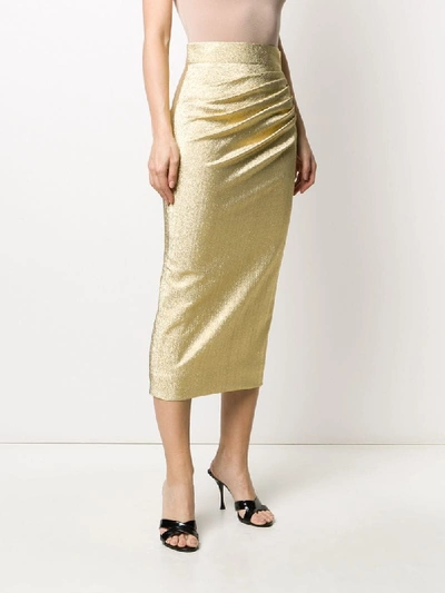 Shop Dolce & Gabbana Metallic Silk Skirt In Gold